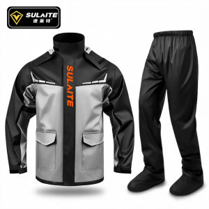 SULAITE Motorcycle Raincoat Set Waterproof Lightweight Packable Outdoor Camping Hiking Travel Rain Suit