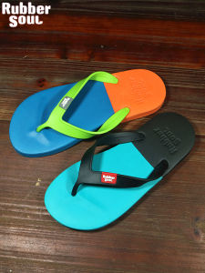 RUBBERSOUL Laid-Base Color Block Mens Flip Flops Beach Shoes Anti-Slip Soft Bottom Couples Slippers Casual Wear Summer Sandals