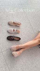 SAHIKU - Brielle Mesh Flat Shoes II Sepatu Balet Fishnet Mary Jane II Flatshoes Jaring Net Korean Style Wanita