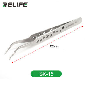 Relife | RELIFE SK-11/15 Industrial Tweezers Anti-magnetic Adsorption Precision Stainless Steel Universal Curved Straight Tip Forceps