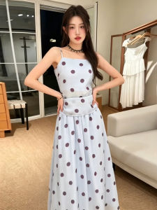 Homecore | Slimming Blue Dots Halter Maxi Dress Outfit