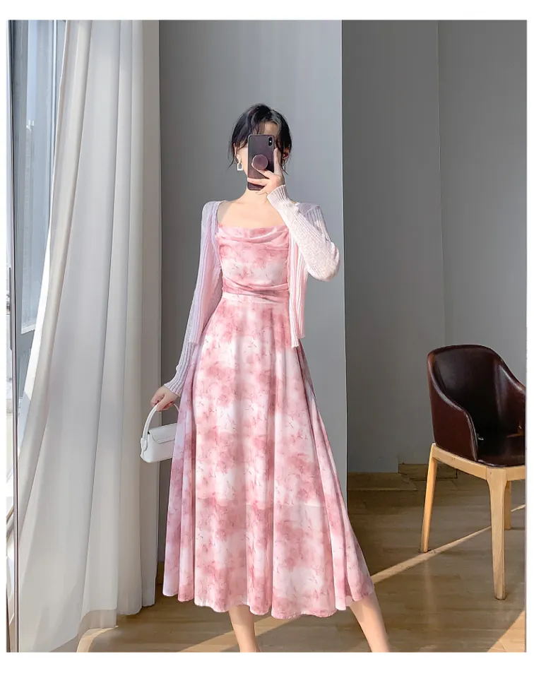 French Style Super Fairy Gentle Chiffon Slip Dress Cardigan Two Piece Set Women 2023 New Summer Waist Slimming Long Dress Lazada PH