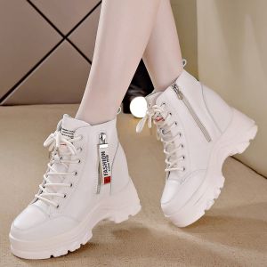 Giày Bốt Martin Tăng Chiều Cao Bên Trong Mùa Thu Đông Lót Lông Cừu Phong Cách Anh Đa Năng Cho Nữ Giày Bốt Ngắn Thường Ngày Giúp Thon Gọn