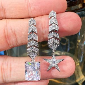 MESU.ACC | Earrings Asymmetrical Tassels Diamond Face slimming versatile
