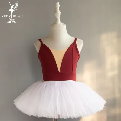 Girls Dance Costume Childrens Practice Suit Summer Strap Bodysuit Toddler Ballet Dance Clothes Princess Style No Sleeve