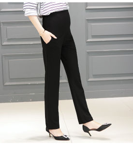 🇲🇾(READY STOCK KL) FELLO BLACK Women Maternity 100% Cotton Stretchable Plus Size Cotton Work Pregnant Pocket Trousers Long Pant Seluar Mengandung Kerja