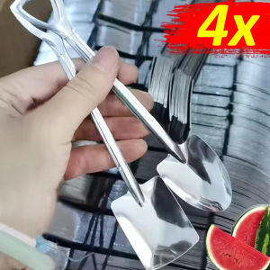 4pcs Stainless Steel Shovel Spoon Set Creative Dessert  Melon Eating Cutlery Vintage-Style Flatware For Home Kitchen