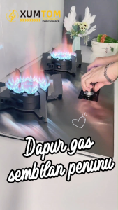 XUMTOM 9.5KW Stainless Steel Gas Stove 燃气灶 dapur gas memasak murah Embedded Liquefied Gas Cooker Kitchen gas stove with timer Battery table top Cooktop 2 Burner Nine-chamber fierce fire gas stove 煤气炉
