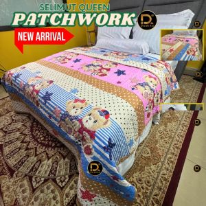 Selimut Patchwork Blanket Queen BALQIS 2 layer Cotton Quality Soft Floral Abtrack Premium Adult Bedding