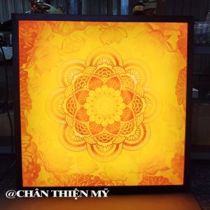 Đèn Hào Quang In Tranh Trúc Chỉ Vuông Trang Trí Phòng Thờ Bàn Thờ Treo Tường TC-TV-02