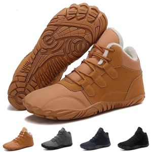 FECHENG 2024 Winter Boots Men Snow Casual Shoes Outdoor Work Shoes Ladies Warm Fur Wide Toe Men Ankle Boots Male Snow Boots Plus Size 36-47