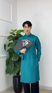 Áo dài cách tân nam 3 tà truyền thống gấm cao cấp 6 màu {50-105kg}- Áo Dài Hoàng Mai