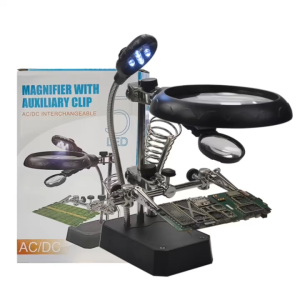 READY Taffware Kaca Pembesar Service elektronik hp LED + dudukan penjepit Alat Pegangan Solder