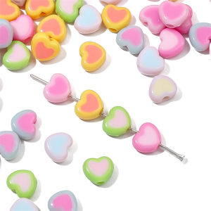 30Pcs 8mm Double Colorful Acrylic Heart Beads Charms for Jewelry Making DIY Earring Bracelet Necklace Accessories