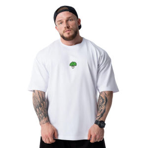 Loose Fit Cotton Sport T-shirt Mens round Neck Short Sleeve Sweat Absorbent Gym Workout Casual Style Oversize Large Size