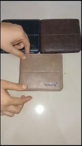 Baellerry Dompet Lipat Tebal D3242 Datar Bahan Kulit Sintetis Kilat Lilin Muat Banyak