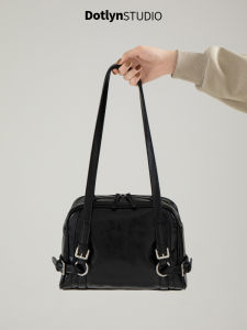 Dotlyn Original Design Retro Oil Wax Leather Boston Bag Womens Fashionable Underarm Single Shoulder Bag Luxury Commuting