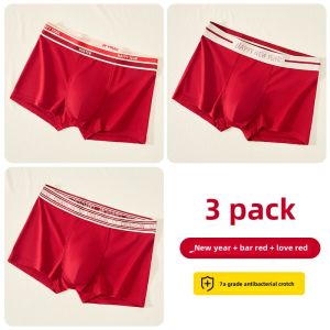 Antibacterial Pure Cotton Underwear Boxer Shorts for Men Chinese Zodiac Year Gift Red Color Suitable for Young Men And Boys