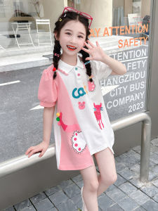Casual Summer Polo Dress for Girls 2024 New Fashionable Childrens Clothes Straight Skirt Party Wear for Kids Baby Girls
