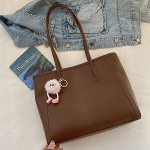 Fashionable Soft Leather Large Capacity Womens Shoulder Crossbody Bag Simple Tote Bag for Autumn Winter Versatile Ladies Bag