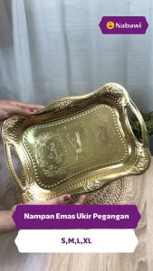 Nampan Emas Ukir Pegangan M Baki Tempat Makanan Oleh Oleh Haji Umroh