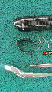Honda Xrm 110 stainless elbow on Akrapovic 370mm with silencer