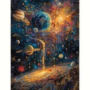 Jigsaw Puzzle 500 1000 1200 2000pcs Colorful Planets And Stars In Galaxy For Adults Stress Relief Puzzle Fun Present