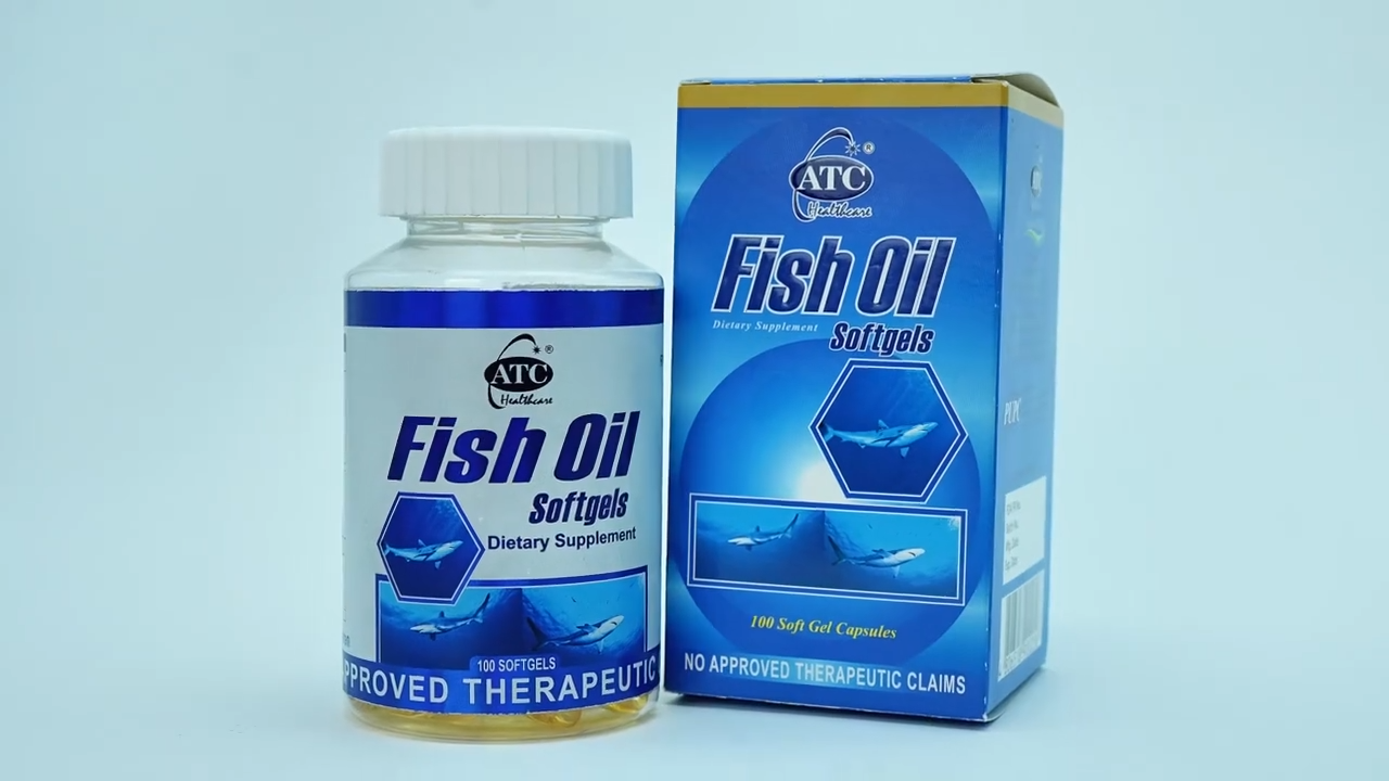 ATC Healthcare Fish Oil 100 Softgels Capsules 1000mg Omega 3 FDA Approved PHigh Purity Deep Sea Fish Oil For Adult With DHA EPA Vitamin E Original Food Supplements  Heart Blood Pressure Brain Memory Vision protection Bones Joints & Skin Care Improves