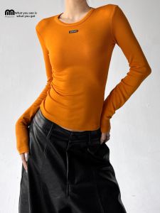 MUYUZI | Tight-Fitting Round Neck Long Sleeve Top