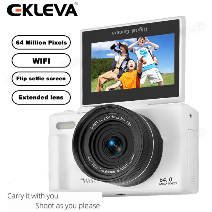 EKLEVA 64MP Digital Photography Camera 4K WIFI Web Camcorder Vintage Vlog  Video Recorder 18X Digital Zoom Camera 3