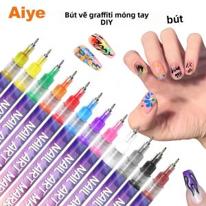 Bộ 12 Bút Vẽ Móng Tay Màu Sắc Bút Vẽ Acrylic Không Thấm Nước Đầu Siêu Nhỏ 0.5mm Dùng Để Vẽ Móng Và Làm Móng