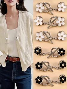 5sets Metal OT Button Up Clothes With No Sewing Mother Button Up Coat Sweater Cardigan Womens Decorative Brooch Button