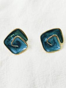 Unique Geometric Spiral Hoop Earrings Womens Elegant Hong Kong Style Fashion Jewelry Alloy Embedded Artificial Gemstone