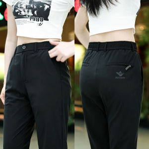 Ice Silk Slim Fit Straight Leg Casual Pants for Men Breathable Cool Feeling Summer Fashion Urban Style Elastic Waist Trousers