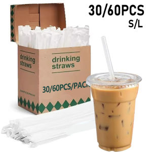 30/60PCS Disposable Plastic Straws Boba Milkshake Juice Tea Straight Tube Straw Party Christmas Day Use