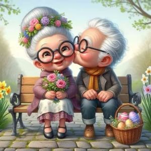 BILIBILI | Cartoon Happy Old Couple 5D Full Round Diamond Painting Kits Cute Grandma And Grandpa DIY Drills Mosaic Embroidery Cross-stitch