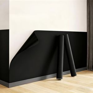 Easy-To-Clean Self-Adhesive Vinyl Wallpaper Pure Matte Black Texture Suitable For Desktop And Furniture Renovation Decoration.