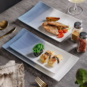 Long Rectangle Ceramic Plate Sushi Steak Western Dinner Dessert Cake Breakfast Commercial Restaurant Business Use Dishware
