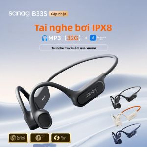Tai Nghe Dẫn Xương Sanag B33S Bộ Nhớ 32G Chống Nước IPX8 Bluetooth Nghe Nhạc MP3 Điều Khiển Cảm Ứng Qua Ứng Dụng Thích Hợp Cho Bơi Lội