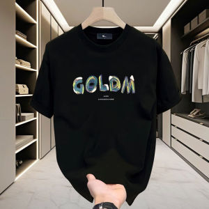 Mens Trendy Heavyweight Pure Cotton Short Sleeve T-Shirt Summer Design Letter Loose round Neck Half Sleeve Body Shirt Top