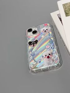 เคสใสใส่โทรศัพท์มือถือลายลูกสุนัขน่ารัก 3ตัว ไอโฟน 11 For iPhone 12/13/14/15 Pro MAX X XS XR XS 7/8Plus SE (2020)