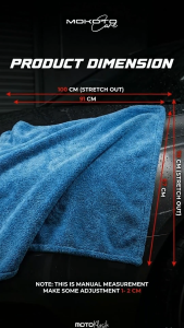 MOKOTO CARE MICROFIBER CAR WASH TOWEL 100X70CM 12699 ULTRA FINE FIBER WASH CLOTH UNIVERSAL FOR CARS AND MOTORCYCLE