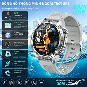 GUHUAVMI | Đồng Hồ Thông Minh GPS Ngoài Trời Dành Cho Nam Với Bản Đồ Ngoại Tuyến Chống Nước Bơi Lặn La Bàn LED Máy Đo Độ Cao Gọi HD 170+ Chế Độ Thể Thao