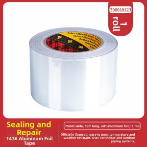3M | High-Temperature-Resistant Waterproof High-Adhesion Aging-Resistance Pipe Sealing Patch Repair Aluminum Foil Tape 1436