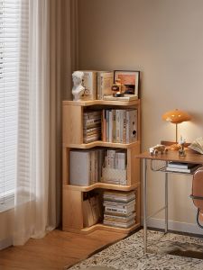 ZHUSHANXIA | Childrens Corner Solid Wood Bookcase Space-saving Corner Cabinet