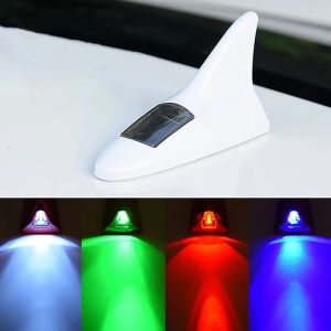 Solar LED Light Car Shark Fin Antenna Roof Tail Modified Light Belt Antenna Driving Safety Warning Light Car Supplies