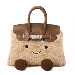 Stylish Plush Handbag for Women with Top Handle and Adjustable Strap Perfect for Casual and Travel Outings