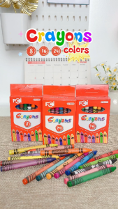 FCI Crayons 8 /16/24 Colors Non Toxic (8 available variants) Non-Toxic Washable Crayons Easy to Hold for Kids and Students