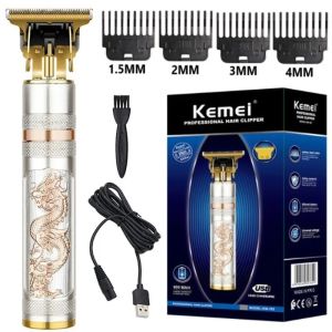 Kemei KM-762 tóc Clipper tông đơ cắt tóc T9 0mm dao cạo bằng điện không dây máy cắt tóc Máy cạo râu cắt tóc