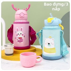 Cartoon Dual Lid Vacuum 316 Stainless Steel Thermos Flask for Kids